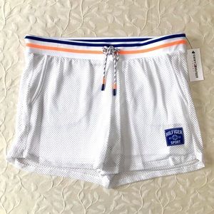 🆕 Tommy Hilfiger Sport Womens Shorts Large White Drawstring Activewear Mesh NWT